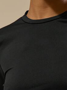 MUSERA ESSENTIALS Buttery Soft Fitted Long Sleeve Crewneck Top Basic Casual Essential Spring Summer - Black - View 6