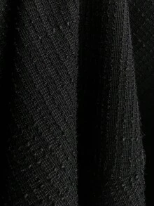 Sweetra 初秋优雅拼色腰部收紧纹理面料Polo领仿吊带A字型女式短款连衣裙 - 黑與白 - 查看 5
