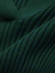 DAZY Women's Solid Color Slim Fit Ribbed Knit Long Sleeve Sweater, Autumn/Winter - Dark Green - View 5