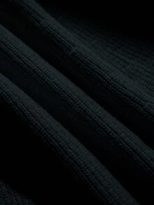 Franclia 女士时尚优雅百搭长袖套头针织连衣裙，独特精致，适合春秋季节 - 黑色 - 查看 4