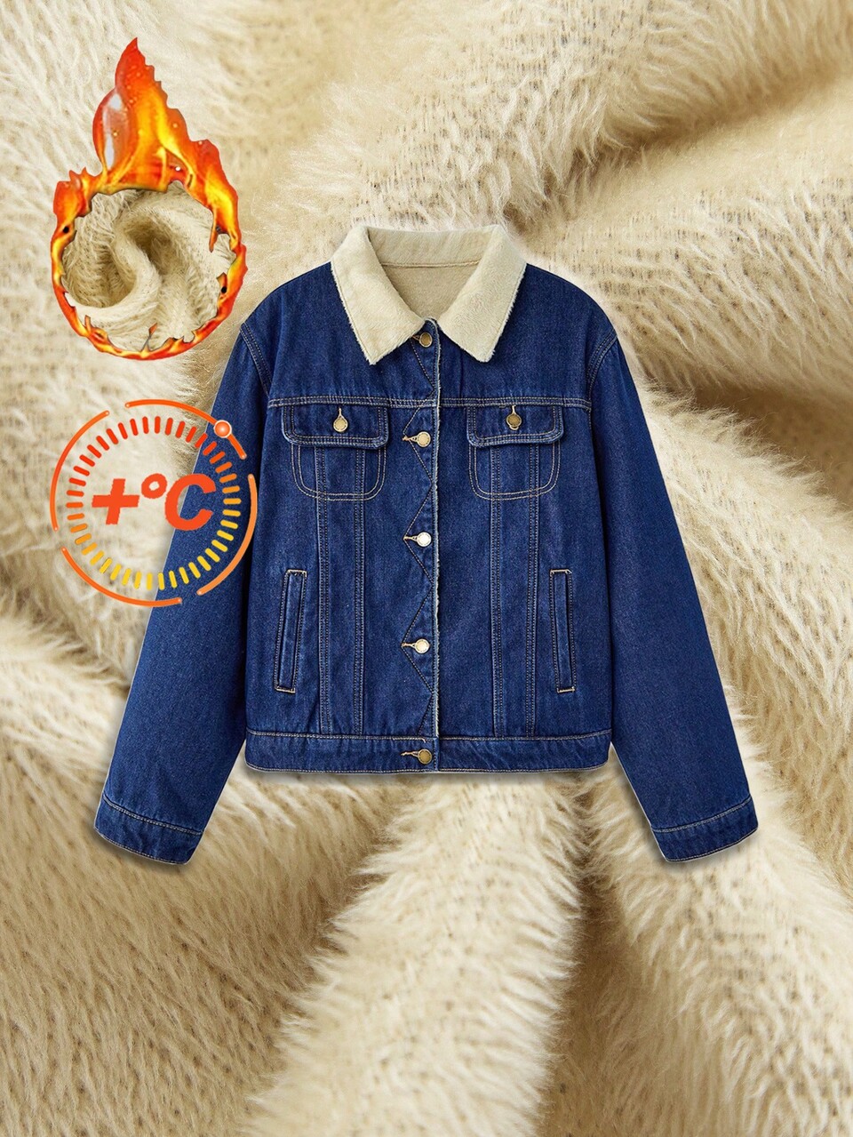 SHEIN Maija Damen Fleece Jeans Mantel Winter Langarm Warmer Mantel Alltag Outfit Thanksgiving für Frauen Weihnachten