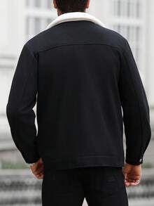 Manfinity CasualCool 男士纯色休闲长袖外套，适合秋冬季节穿着，黑色