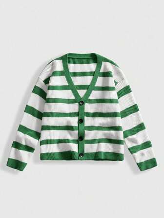 Street Life Cardigan ample casual à rayures pour hommes, automne/hiver