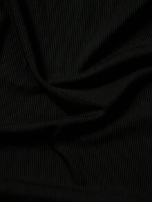 Manfinity Camiseta de manga larga con cuello alto de unicolor casual para hombres de talla grande, otoño/invierno - Negro - Ver 4