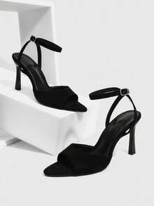 CUCCOO SZL Women's Elegant Suede Ankle Strap High Heel Sandals, Versatile For Commute, Date, Party, Vacation And More