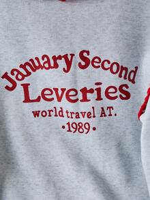 Sweat-shirt à capuche ample et décontracté pour adolescentes avec graphiques et broderie de fleurs en coquillage, manches longues