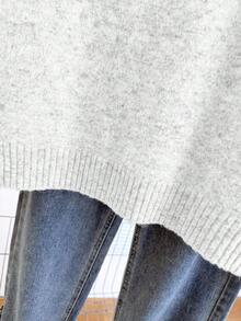 Franclia V领二合一长袖毛衣，秋冬 - 淺灰色 - 查看 7