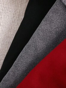 SHEIN 3pcs/Set Girl Knitted Elastic Solid Color Ruffle Waist Pants, Baby Girl Style, Autumn/Winter - Red - View 5