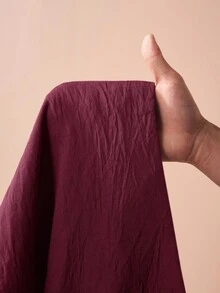 Zivah 2025秋冬新款通勤优雅休闲度假宽松棕色长袖衬衫+迷你裙裤子女两件套，旅行，通勤，派对，度假，老款风格，购物，宴会，优雅，聚会，约会，休闲-A - 酒紅色 - 查看 9