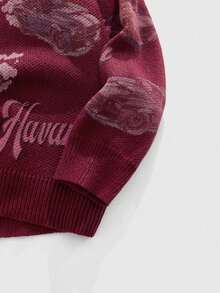 ROMWE MEN Street Life Men's Crew Neck Printed Racing Car Pattern Knit Sweater, Fall/Winter