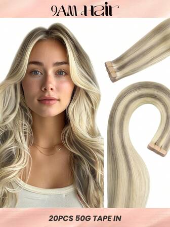 20PCS Straight Tape In Human Hair Extensions 100% Real Remy Human Hair 14-24inches Natural High Quality 50G/Pack For Salon Silky Seamless Invisible PU Tape In Hair Extensions