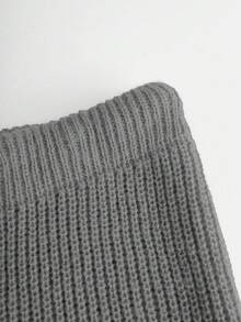 SHEIN 少女灰色 V 领开衫和针织裤休闲百搭毛衣套装秋冬装 FoGirlen