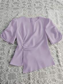 Franclia 女士优雅不对称设计圆领衬衫