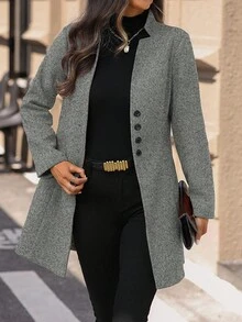 EMERY ROSE Chaqueta ajustada de cuello alto casual para vacaciones de mujer