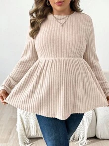 SHEIN Fall Clothes,Autumn Clothes,Maternity Autumn/Winter Clothes  Maternity Plus Size Women Solid Color Round Neck Long Sleeve Ribbed Casual Top Maternity Clothes Fall Winter Pregnancy Clothes Maternity Long Sleeve Top Beige Maternity Top Pregnant Outfits Maternity Tops Long Sleeve Maternity Peplum Top Beige Ribbed Maternity Top Long Sleeve Maternity Top