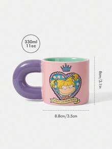 Nick 90s | SHEIN Cartoon & Heart Print 330ml Ceramic Mug - Multicolor - View 4