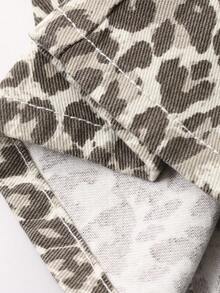 DAZY 女式西部牛仔豹纹喇叭牛仔裤，秋冬休闲街头风格裤 - 棕色 - 查看 7