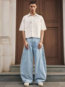 SWAVVY 男士休闲时尚街头百搭通勤宽松香蕉牛仔裤