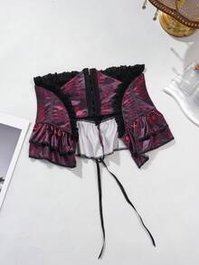 Myrelith Thắt lưng buộc dây phong cách Gothic Dark, thắt lưng corset đa năng và thon gọn - Màu Đỏ Sâu - Xem 7