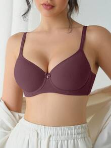 DesireSculpt 1 件女士内衣文胸，带蝴蝶结装饰和内钢圈，单件 - 紫色 - 查看 5