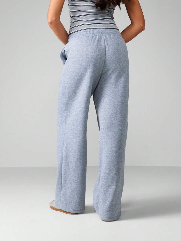 MISSGUIDED Wide Leg Jogger Sweatpants Loungewear High Rise Casual Comfort French Terry Logo Embossed Drawstring Elastic Waist Relaxed Fit Winter Fall Pants