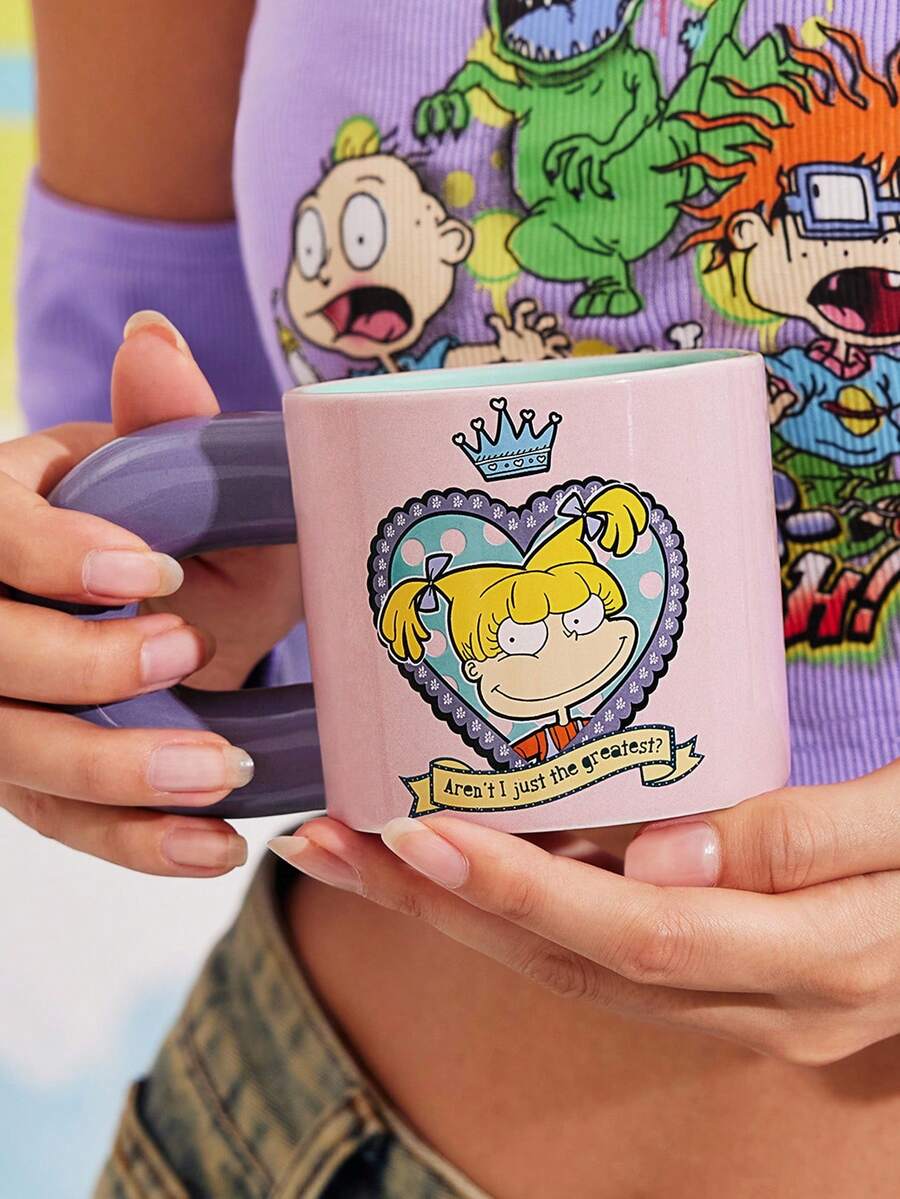 Nick 90s | SHEIN Cartoon & Heart Print 330ml Ceramic Mug - Multicolor - View 1