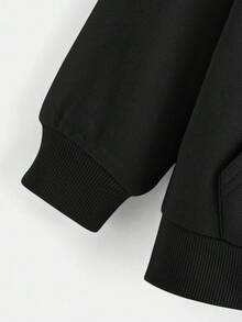 Jungen Grau einfarbiger Sweatshirt mit kleiner Tasche, Regular Fit Lässig Alltagskleidung, geeignet für Herbst/Winter - Schwarz - Übersicht 5