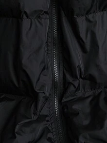 SHEIN CURVE+ 秋冬大码女款黑色连帽加厚棉服