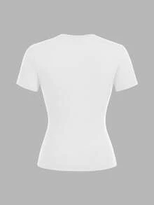 SHEIN EZwear 2pcs White Casual Basic Crew Neck Short Sleeve T-Shirts, Suitable For Spring/Summer - White - View 4