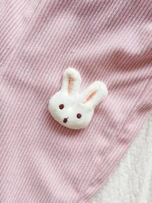 Vintaside Kids 2件套女婴纯色长袖上衣和兔子装饰无袖围兜裤连体衣 - 彩色 - 查看 7