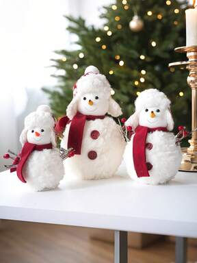 Knitted Christmas Snowman Doll Ornament - Christmas Decoration Hanger, Cartoon Doll, Fabric Hanger, Christmas Desktop Ambience Ornament