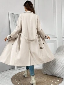 EMERY ROSE Women's Fashion Casual Double-Breasted Belted Trench Coat Autumn Winter Clothes For Women - Khaki - View 2