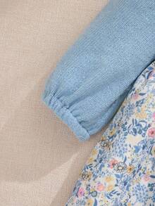 Souflis Váy len lông giả dài tay màu xanh nhạt kiểu Pháp thu/đông mới, phong cách Retro 2025, thích hợp cho các buổi đi chơi, đi học, tụ tập, tiệc tùng và các dịp khác - Màu xanh nhạt - Xem 4