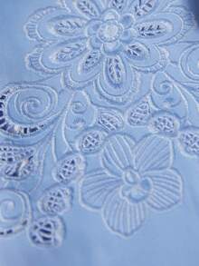 Aveloria Modichic Chaqueta de blazer de oficina minimalista y elegante con bordado calado para mujer - Azul - Ver 2