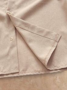 HIMLAND Set de 2 piezas de camisa y pantalón casual de bolsillo de unicolor de franela y lino para hombre, ropa de otoño