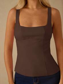 Enchnt Fall/Winter Romantic Women's Gorgeous Tank Top,Chic & Elegant & Fashionable For Party & Date & Holiday & Graduation & Going Out & Halloween & Christmas,Autumn,New Years - Coffee Brown - View 5
