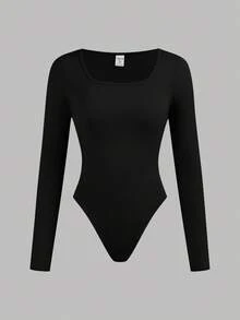 SHEIN Girlism Teen Girls' Casual Teen Girls 3pcs/Set Black White Gray Square Collar Knit Solid Color Long Sleeve Snap Front Bodysuit Buy 1 Get 2 Free, Autumn Winter Fall Outfits Festival, Halloween, Christmas, New Year, Christmas Gift Great For Casual & Daily Wear & School Daily In Autumn & Winter Suitable For Autumn/Winter Daily Wear,Street Style, Home 3 Packs Tops - Multicolor - View 7