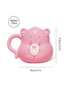 SHEIN X Care Bears Cốc gốm hình gấu hoạt hình màu hồng 450ml, Quà tặng - Hồng - Xem 4