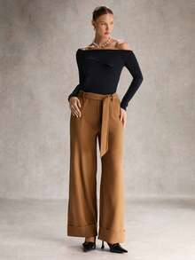 SHEIN Unity Damen einfarbiger langärmeliger figurbetonter Pullover, lässiger Winterpullover - Schwarz - Übersicht 3