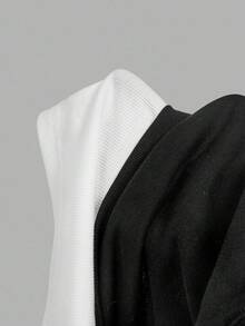 SHEIN MOD Women's Black Off-Shoulder 2 In 1 Sweatshirt Autumn Winter Clothes For Women - Black - View 5