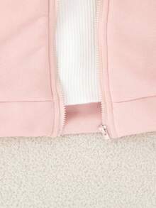 SHEIN Sparklyn 少女连帽卫衣，秋冬新款，长袖，粉色上衣，袖口饰有平行粉色蝴蝶结，舒适修身休闲运动卫衣，可与家人/姐妹装搭配 - 粉色 - 查看 4