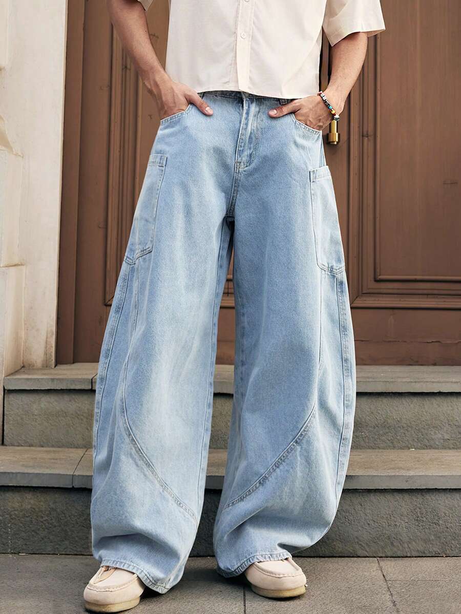 SWAVVY 男士休闲时尚街头百搭通勤宽松香蕉牛仔裤