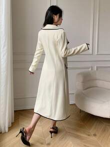 Celisse 女士秋季翻领长袖双排扣优雅外套 - 白色 - 查看 2