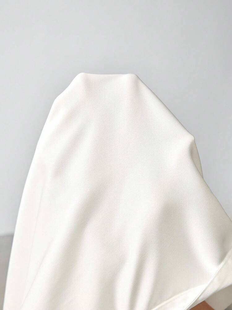 SHEIN Maija Solid Satin Twill Fabric Drop Shoulder Long Sleeve Single-Breasted Pocket Loose Long Sleeve Shirt, Simple And Fashionable Urban Business Casual, Island Resort Outerwear, Office Elegant Blouse, Casual St Patrick's Day Women Easter Party Top Beach Summer Holiday Beach Vacation Summer Going Out Graduation Casual Blouses For Women