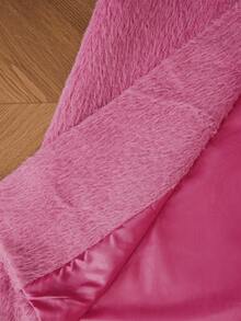 Aveloria Rosie Elegant Lady's Straight Shoulder Square Rhinestone Button Lapel Long Sleeve Long Wool Blend Coat - Pink - View 7