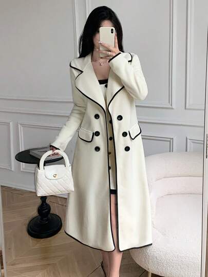 Celisse 女士秋季翻领长袖双排扣优雅外套