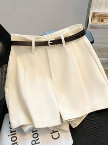 Franclia 休闲通勤时尚百搭中高腰带腰带夏季新款纯色女短裤