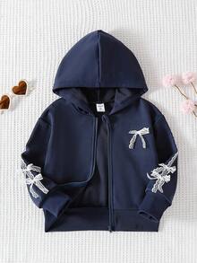 Genkimix Kids Young Girl' White Cute Lace Bowknot Ribbon Hoodie Jacket