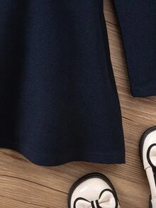 Emery Rose Kids Emery Rose Kids 海军蓝色学院风长袖连衣裙