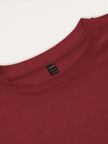 Resyla Women's Heart Embroidery Round Neck Short Sleeve T-Shirt And Drawstring Waist Striped Pants Casual Suit - Red - View 3